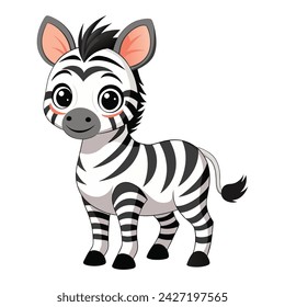 Vector of a cute zebra cartoon animal on white background.