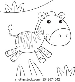 Vector cute Zebra cartoon illustration design for coloring book.