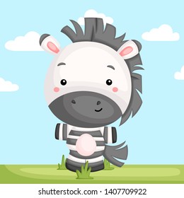 a vector of a cute zebra standing in a grass