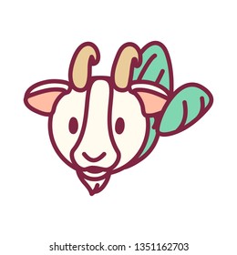 vector cute Zodiac sign icon Capricorn head