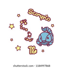 vector cute Zodiac sign: scorpio constellation