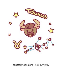 vector cute Zodiac sign: taurus constellation