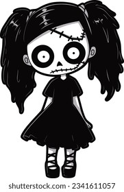 vector cute zombie girl illustration