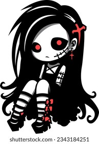 vector cute zombie girl illustration