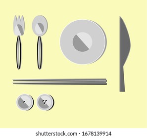 vector a cutlery flat design food icon set on yellow background