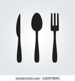 Cubertería vectorial, horquilla, plantilla de icono de cuchillo color negro editable. Cubertería vectorial, horquilla, símbolo de icono de cuchillo Ilustración vectorial plana para diseño gráfico y web