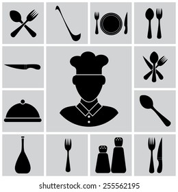 Vector cutlery icon set illustration