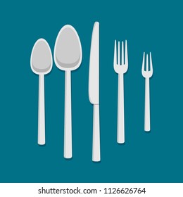 Vector cutlery set. Flat style.