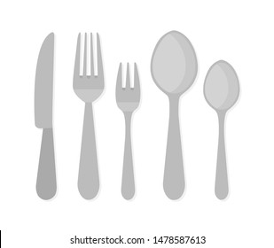 Vector cutlery set. Fork, knife. Flat style.