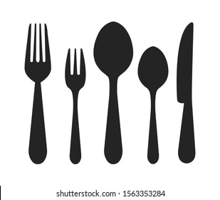 Vector cutlery set. Fork, knife. Flat style.