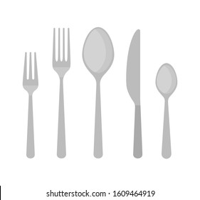 Vector cutlery set. Fork, knife. Flat style.