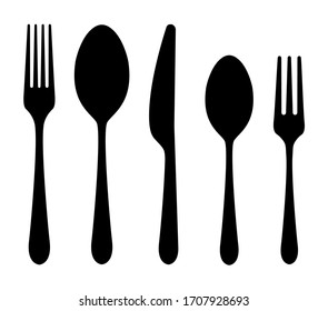 Vector cutlery set. Fork, knife. Flat style.