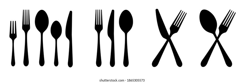 Vector cutlery set. Fork, knife. Flat style.