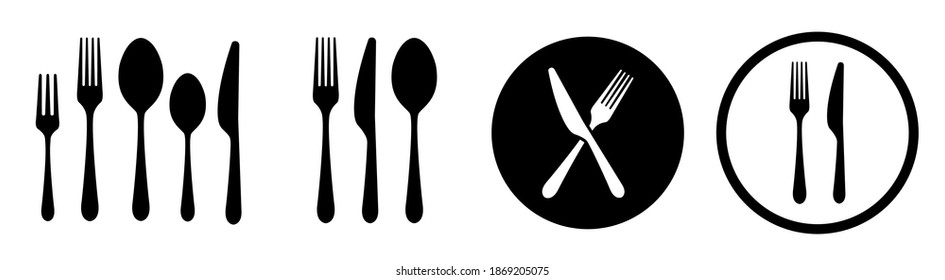 Vector cutlery set. Fork, knife. Flat style.