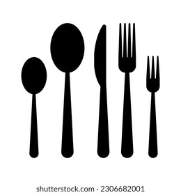 Vector cutlery set. Fork, knife. Flat style.