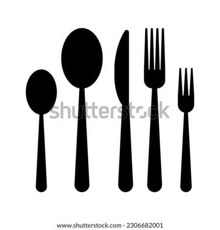Vector cutlery set. Fork, knife. Flat style.