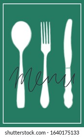 Vector cutlery set. Hand drawn outline cafe illustration. 