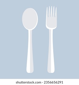 Vector cutlery set isolated on white background knife fork spoon flat vector illustration.