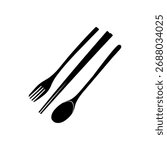Vector cutlery, spoon, fork, chopsticks
