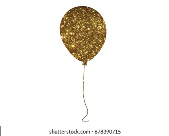 The Vector Cutout Golden Glitter Of Isolated Gathering Event Air Balloon On White Background