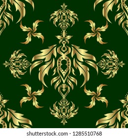 Vector cutout paper lace texture, multicolor tulle on a green background, swirly seamless pattern.