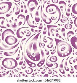 Vector cutout paper lace texture, neutral and purple tulle, swirly seamless pattern.