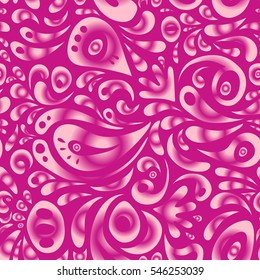 Vector cutout paper lace texture, magenta and neutral tulle, swirly seamless pattern.