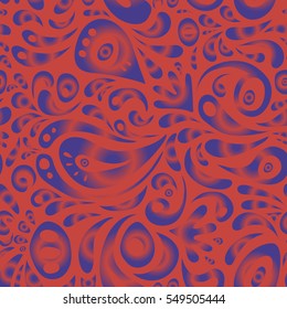 Vector cutout paper lace texture, violet and pink tulle, swirly seamless pattern.
