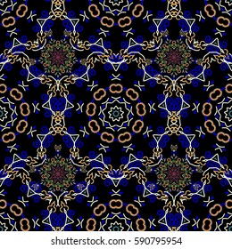Vector cutout paper lace texture, green and orange tulle on a black background, swirly seamless pattern.