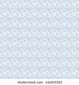 Vector cutout paper lace texture, neutral tulle on a white background, swirly seamless pattern.