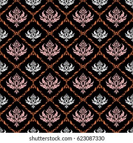 Vector cutout paper lace texture, white, pink and orange tulle, swirly seamless pattern.