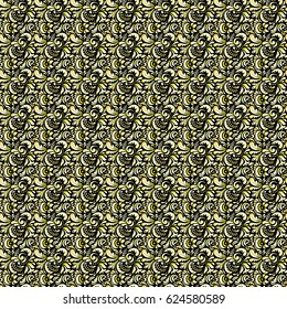 Vector cutout paper lace texture, beige, brown and green tulle, swirly seamless pattern.