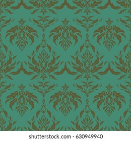 Vector cutout paper lace texture, green tulle, swirly seamless pattern.