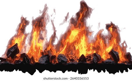 Vector cutout realistic fire blaze burn on transparent background, realistic flame, burn effect, blazing fire, fire graphic, transparent flame, fiery texture, graphic design