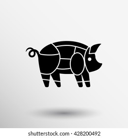 Vector cuts pork butcher scheme pig Food steak belly shoulder hog swine bacon butchery.