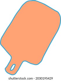 tabla de corte vectorial para la preparación de alimentos de cocina. Utensilios de cocina de colores naranja azul