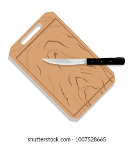 Vector cutting board and knife, cartoon food illustration