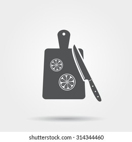 Vector cutting board and knife icon