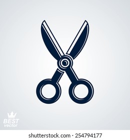 Vector cutting instrument. realistic classic scissors, additional version included. Graphic sharp cutters isolated on white background.