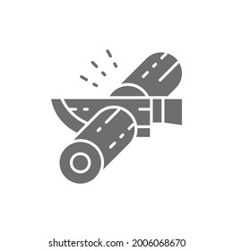 Vector cutting rolls, japanese cuisine gray icon.