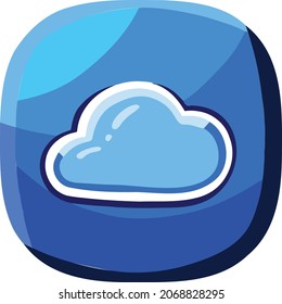 Vector cyan blue cloud symbol icon, cloud storage
