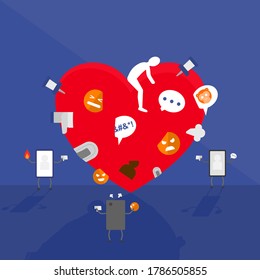 El vector del ciberacoso. Diseño plano creativo para banner web, presentación de negocios, artículo en línea.
