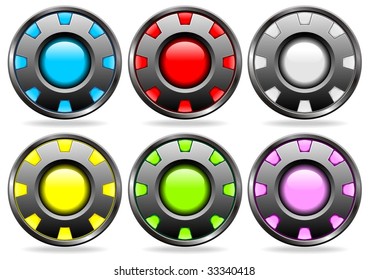 vector cyber button set
