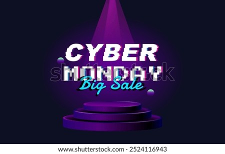 vector of Cyber Monday banner with podium design and shop button concept