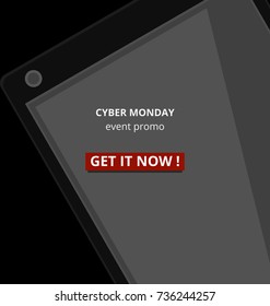 vector cyber monday dark minimalist announcement promotion background template with action button
