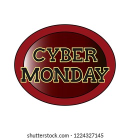 Vector  Cyber Monday  red tag for card, banner, advertising, poster, announcement. Handwritten illustration  badge template. Hand drawn lettering design . EPS10
