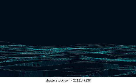 Vector cyber network connection background. Abstract connecting dots and lines. Molecular background with blue DNA. Big data visualization.