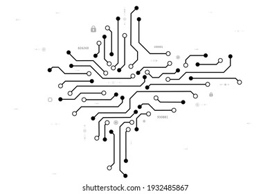 Vector cyber security with the circuit board on a white screen for technology background