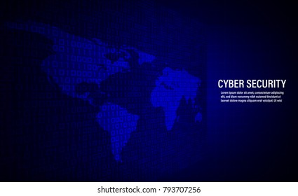 Vector, cyber security concept on binary code background