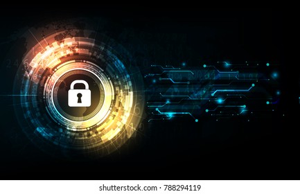 vector cyber security with lock and password on technology background.